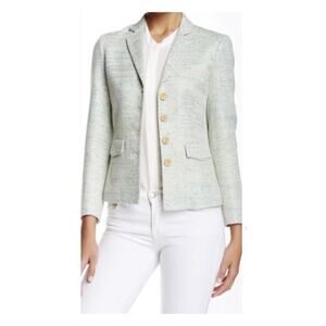 J. McLaughlin Speckled Tweed Blazer Jacket Women's 6 Blue Metallic